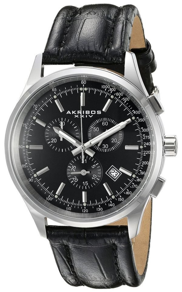 Akribos Xxiv Chronograph Ak863ssb Kello Musta / Nahka