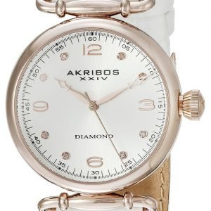 Akribos Xxiv Diamond Ak878wtr Kello Hopea / Nahka