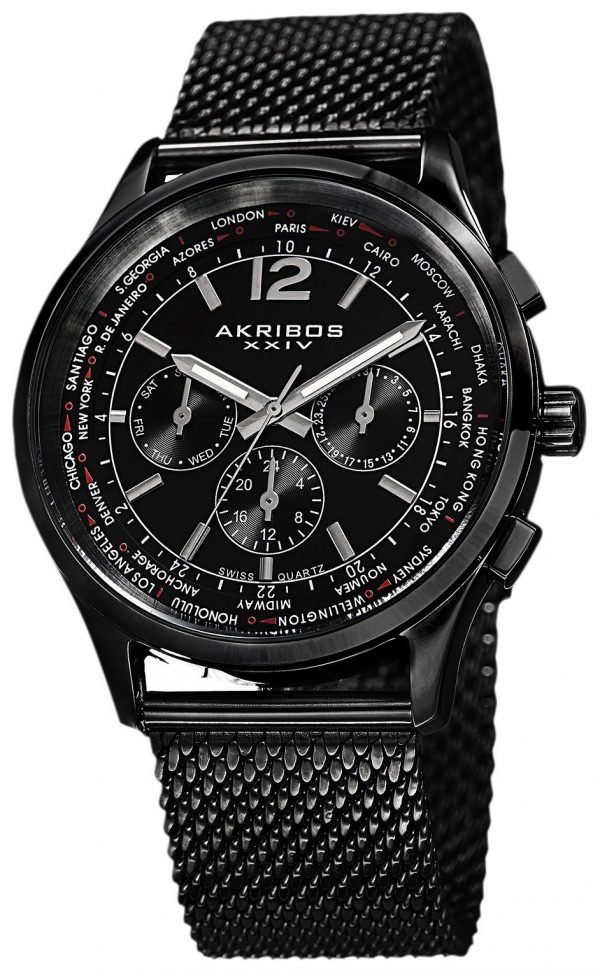 Akribos Xxiv Explorer Ak716bk Kello Musta / Teräs