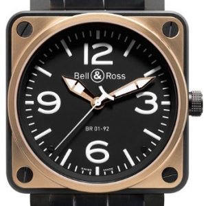 Bell & Ross Br 01-92 Br0192-Bicolor Kello Musta / Nahka