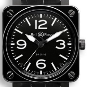 Bell & Ross Br 01-92 Br0192-Bl-Cer-Scr Kello Musta / Nahka