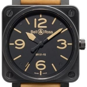 Bell & Ross Br 01-92 Br0192-Heritage Kello Musta / Nahka