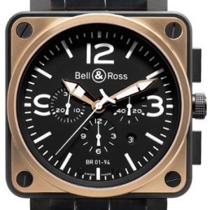 Bell & Ross Br 01-94 Br0194-Bicolor Kello Musta / Nahka