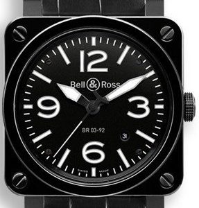 Bell & Ross Br 03-92 Br0392-Cer-Blp-Scr Kello Musta / Nahka