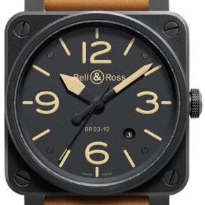 Bell & Ross Br 03-92 Br0392-Heritage Kello Musta / Nahka