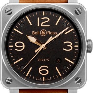 Bell & Ross Br 03-92 Br0392-St-G-He-Sca Kello Musta / Nahka