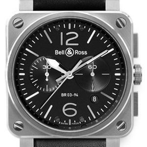 Bell & Ross Br 03-94 Br0394-Bl-Si-Sca Kello Musta / Nahka