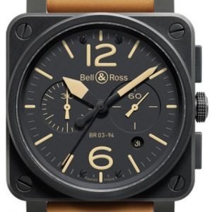 Bell & Ross Br 03-94 Br0394-Heritage Kello Musta / Nahka