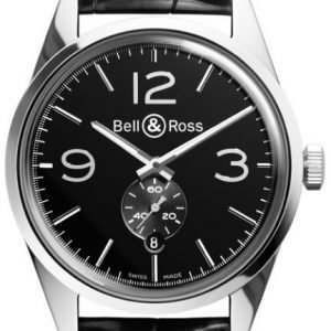 Bell & Ross Br 123 Brg123-Bl-St-Scr Kello Musta / Nahka