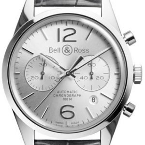 Bell & Ross Br 126 Brg126-Wh-St-Scr Kello Hopea / Nahka