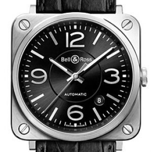 Bell & Ross Br S Mecanique Brs92-Bl-St Kello Musta / Nahka