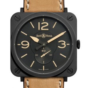 Bell & Ross Br S Quartz Brs-Heritage Kello Musta / Nahka