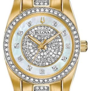 Bulova 98l241 Kello Kristalleilla / Kullansävytetty Teräs