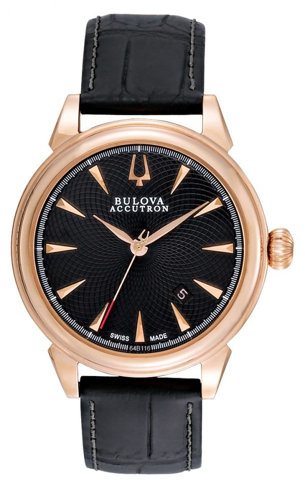 Bulova Accutron 64b116 Kello Musta / Nahka