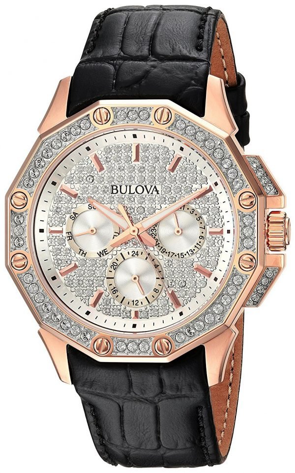 Bulova Crystal 98c125 Kello Hopea / Nahka