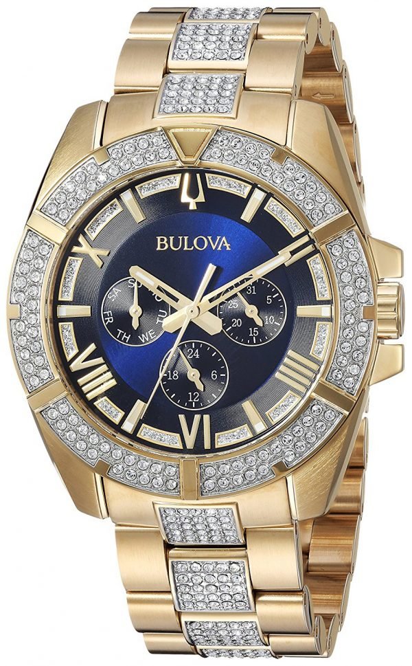 Bulova Crystal 98c128 Kello Sininen / Kullansävytetty Teräs