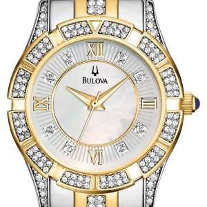 Bulova Crystal 98l135 Kello Valkoinen / Kullansävytetty Teräs