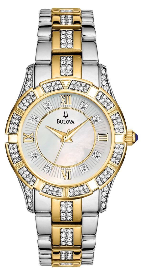 Bulova Crystal 98l135 Kello Valkoinen / Kullansävytetty Teräs