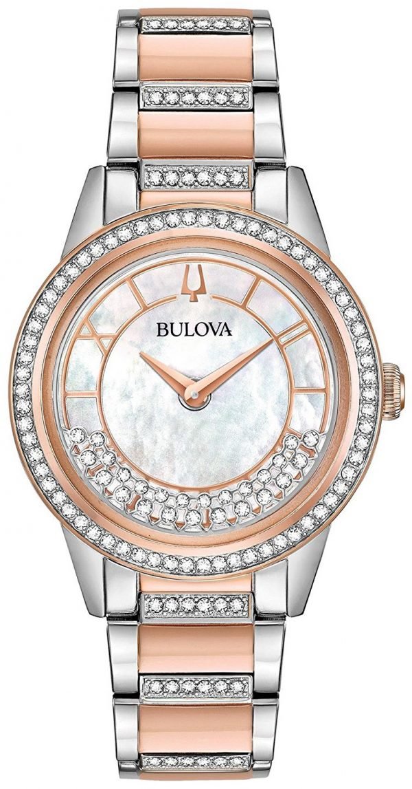 Bulova Crystal 98l246 Kello Valkoinen / Punakultasävyinen