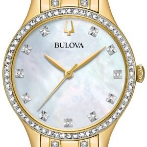 Bulova Crystal 98x119 Kello Valkoinen / Kullansävytetty Teräs