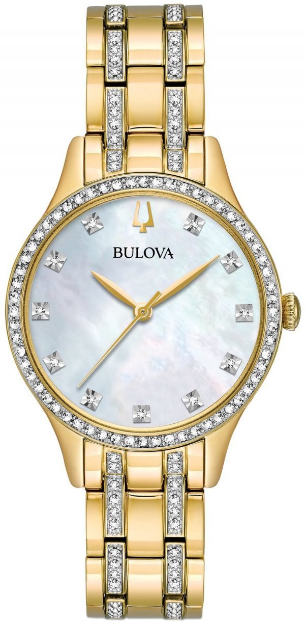 Bulova Crystal 98x119 Kello Valkoinen / Kullansävytetty Teräs