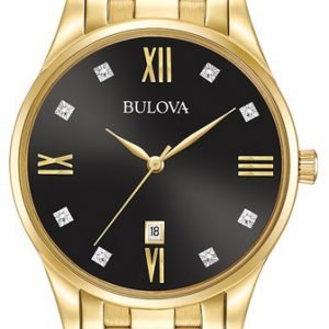 Bulova Diamond 97d108 Kello Musta / Kullansävytetty Teräs