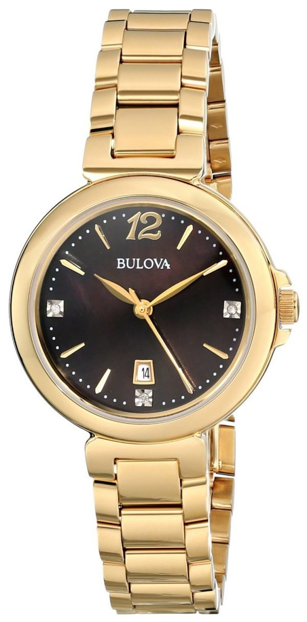 Bulova Diamond 97p107 Kello Ruskea / Kullansävytetty Teräs