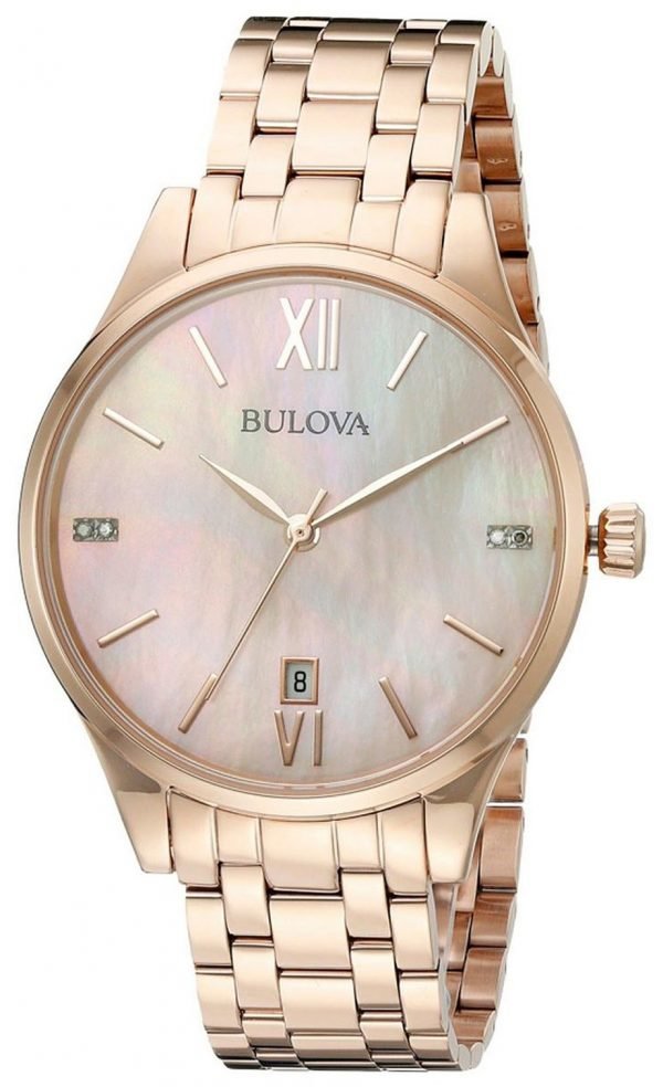 Bulova Diamond 97p113 Kello Hopea / Punakultasävyinen