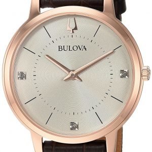 Bulova Diamond 97p122 Kello Samppanja / Nahka