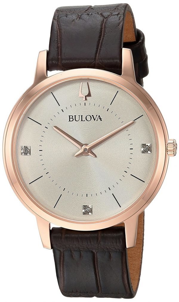 Bulova Diamond 97p122 Kello Samppanja / Nahka