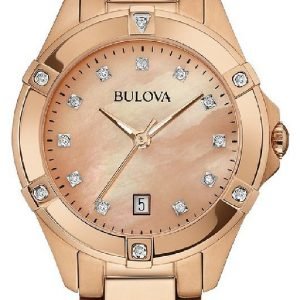 Bulova Diamond 97w101 Kello Punakultaa / Punakultasävyinen