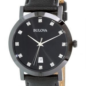 Bulova Diamond 98d124 Kello Musta / Nahka