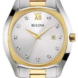 Bulova Diamond 98d125 Kello Hopea / Kullansävytetty Teräs