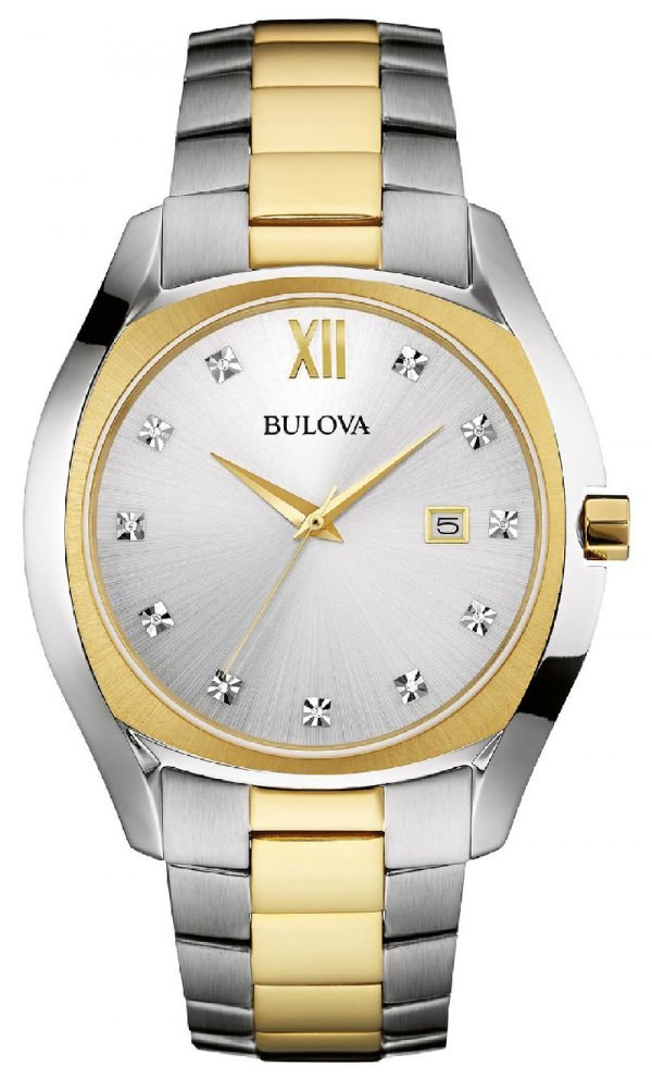 Bulova Diamond 98d125 Kello Hopea / Kullansävytetty Teräs