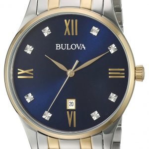 Bulova Diamond 98d130 Kello Sininen / Kullansävytetty Teräs