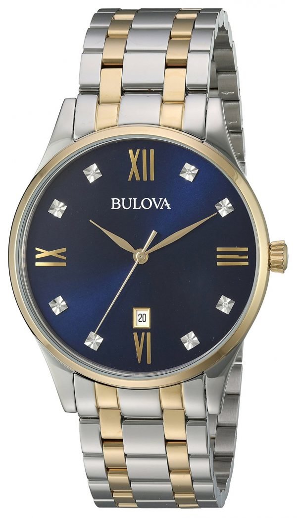 Bulova Diamond 98d130 Kello Sininen / Kullansävytetty Teräs