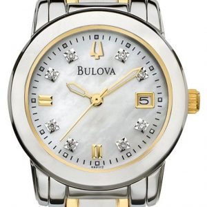 Bulova Diamond 98p112 Kello Valkoinen / Kullansävytetty Teräs