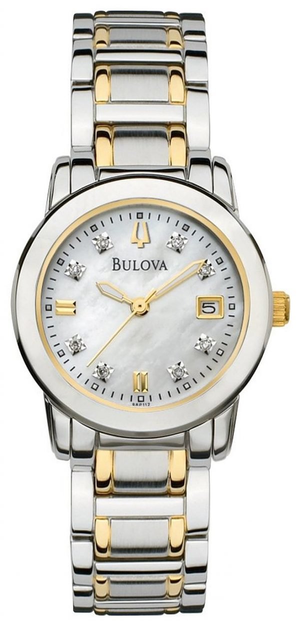 Bulova Diamond 98p112 Kello Valkoinen / Kullansävytetty Teräs