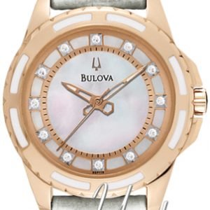 Bulova Diamond 98p119 Kello Valkoinen / Nahka