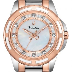 Bulova Diamond 98p134 Kello Valkoinen / Punakultasävyinen