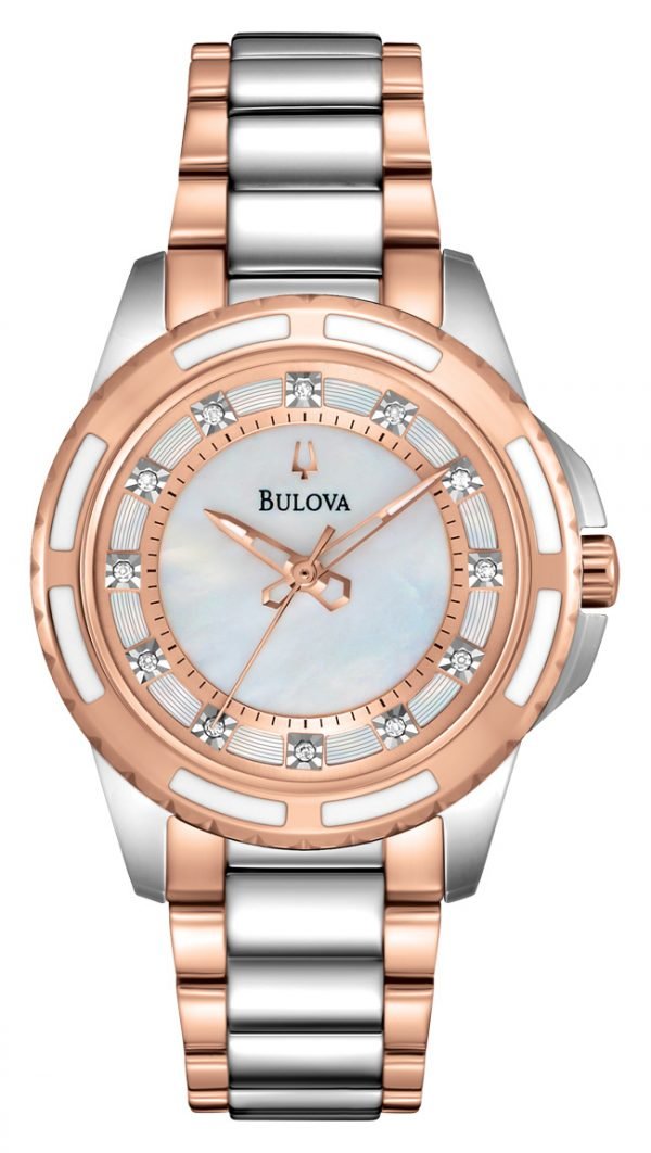 Bulova Diamond 98p134 Kello Valkoinen / Punakultasävyinen