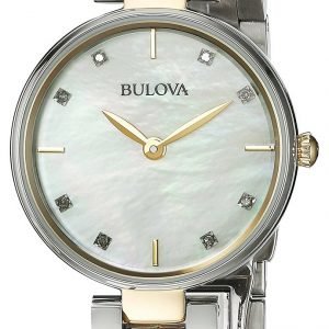 Bulova Diamond 98p146 Kello Hopea / Kullansävytetty Teräs