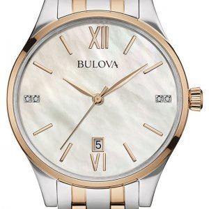 Bulova Diamond 98p150 Kello Hopea / Punakultasävyinen