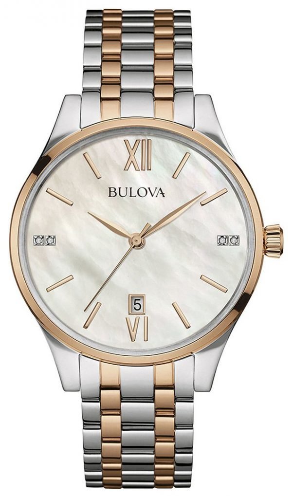 Bulova Diamond 98p150 Kello Hopea / Punakultasävyinen