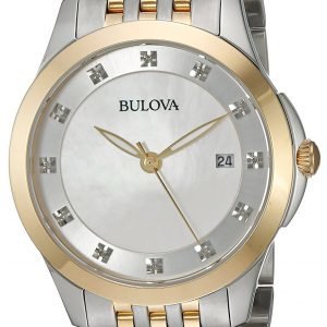 Bulova Diamond 98p161 Kello Valkoinen / Kullansävytetty Teräs