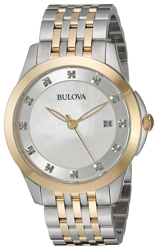 Bulova Diamond 98p161 Kello Valkoinen / Kullansävytetty Teräs