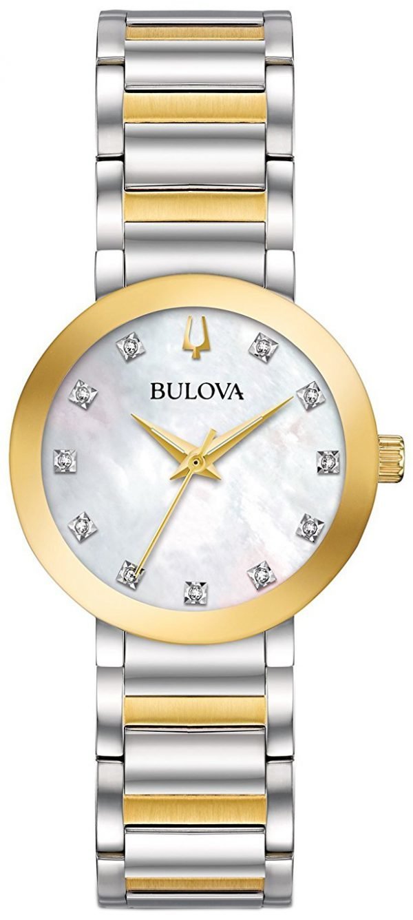 Bulova Diamond 98p180 Kello Valkoinen / Kullansävytetty Teräs