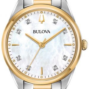 Bulova Diamond 98p184 Kello Valkoinen / Kullansävytetty Teräs