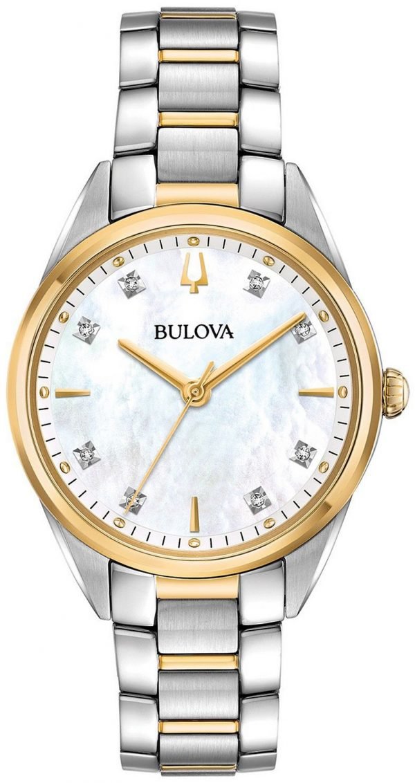 Bulova Diamond 98p184 Kello Valkoinen / Kullansävytetty Teräs