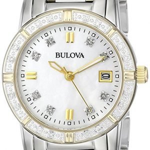 Bulova Diamond 98r107 Kello Valkoinen / Kullansävytetty Teräs